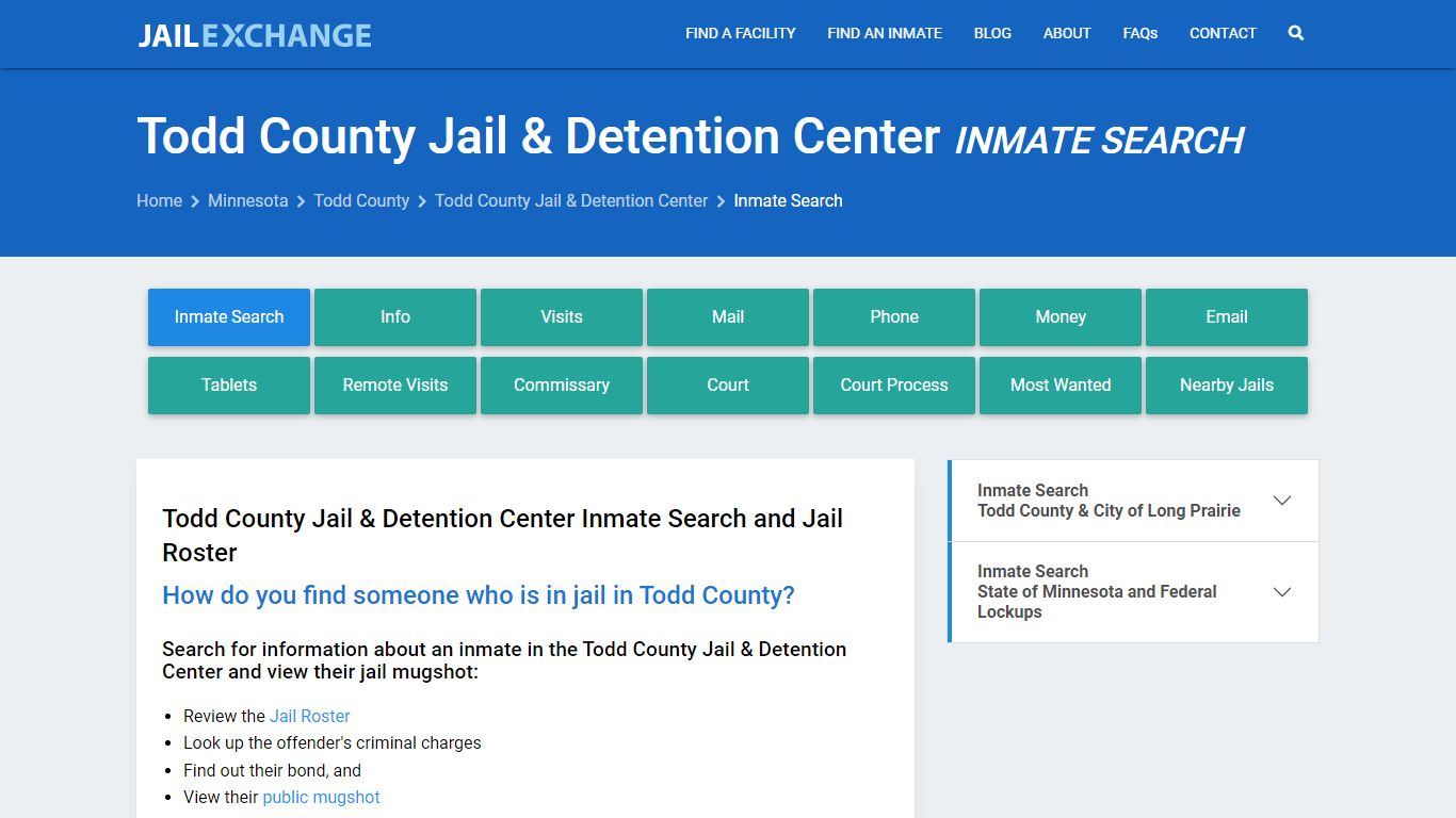 Todd County Jail & Detention Center Inmate Search